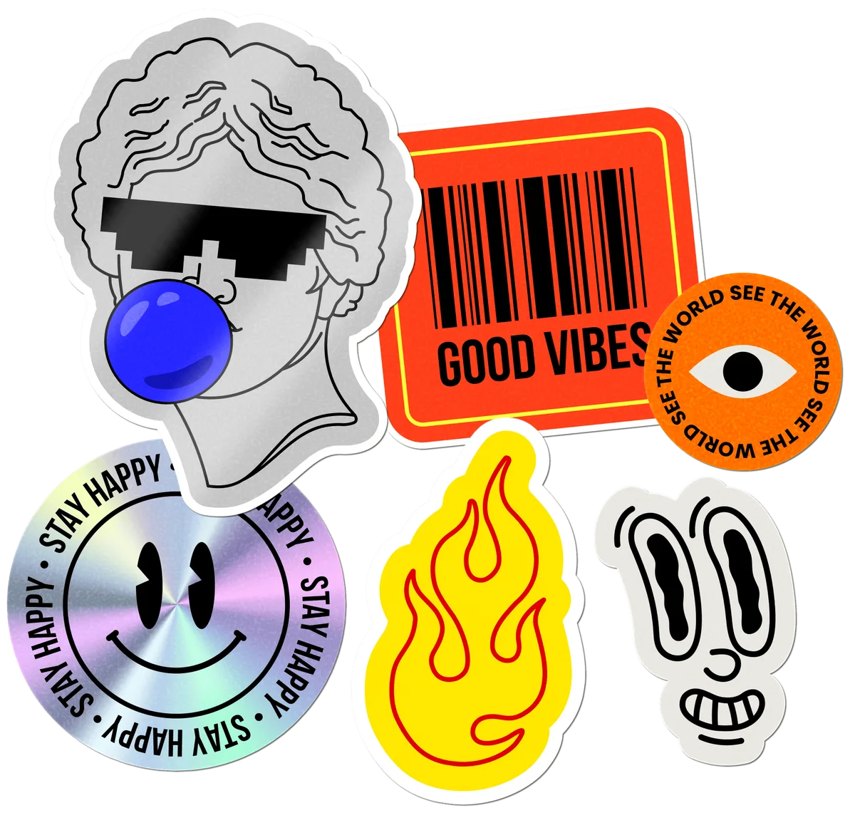 Individuell bedruckte Sticker in verschiedenen Formen und Materialien